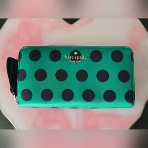 Kate Spade Green and Black Polka Dot Wallet
